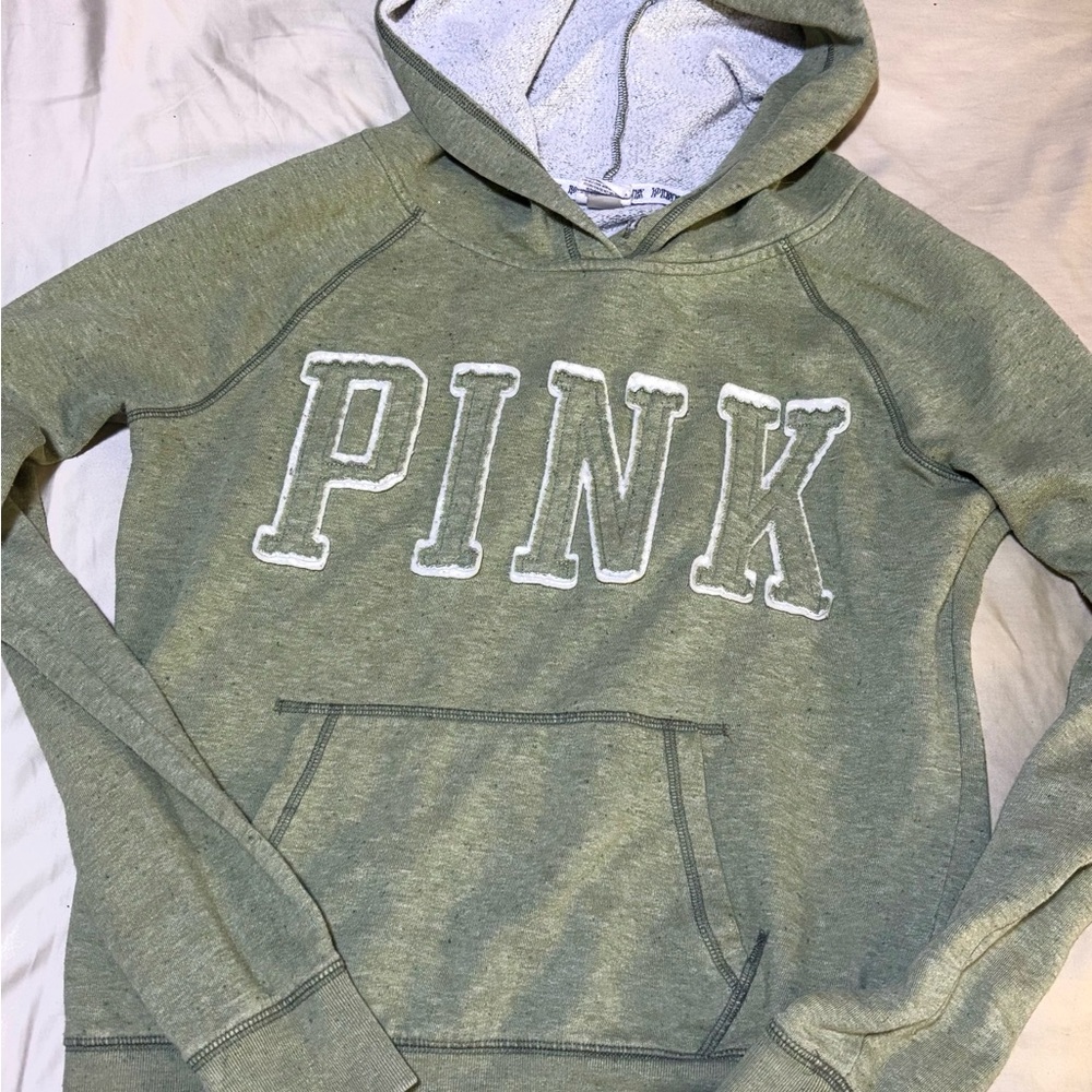 PINK Victoria's Secret Green Hoodie Sweatshirt